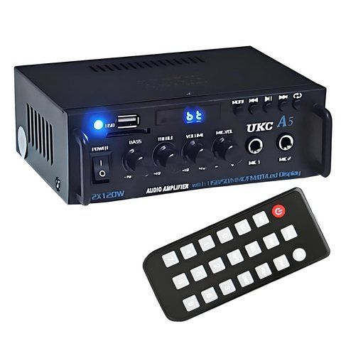Потужний підсилювач звуку 2x120W з Bluetooth та караоке, USB/SD/FM/MP3, UKC A5 234581683 фото