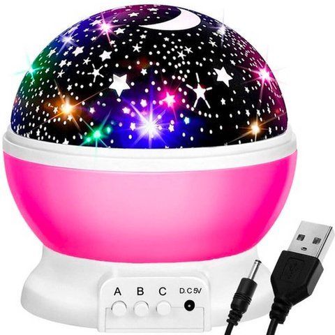 Ночник проектор зоряного неба 10х10см з USB, Star Master, Рожевий 23457423302 фото