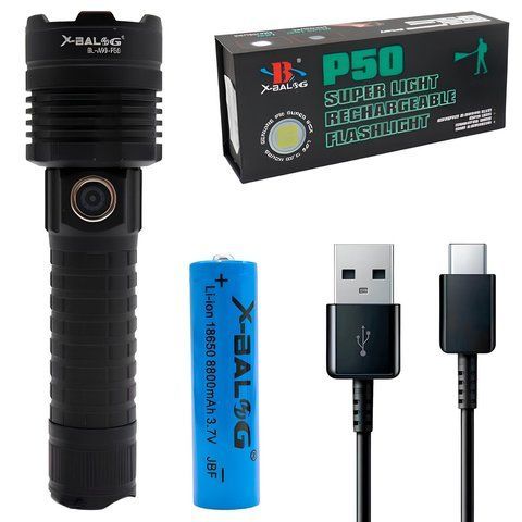 Ручний ліхтар із фокусуванням (5 режимів), від USB, BL-A90-P50 234576104 фото