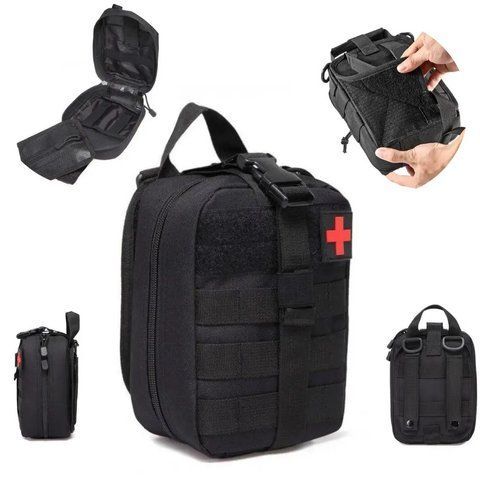 Тактична аптечка 20х15х8 см, Чорна, на системі Molle A87 234563308 фото