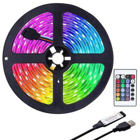 Світлодіодна стрічка 5 м, від USB + пульт TV LED Strip CB-5050 234568418 фото
