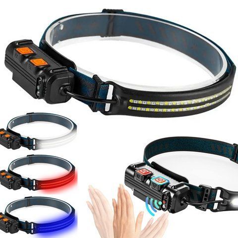 Налобний ліхтар (білий + червоний + RGB), від USB, BL-W691-2COB 234567438 фото