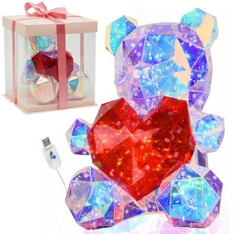 Лампа-нічник світлодіодний Ведмедик з серцем 25см від USB, Love Bear 234569669 фото