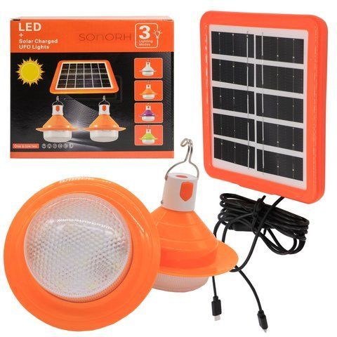 Комплект освітлення сонячна панель та 2 LED лампочки RZ-01647 234567424 фото