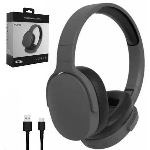 Бездротові навушники з мікрофоном та Bluetooth, 2961 BT, Чорні 234569655 фото