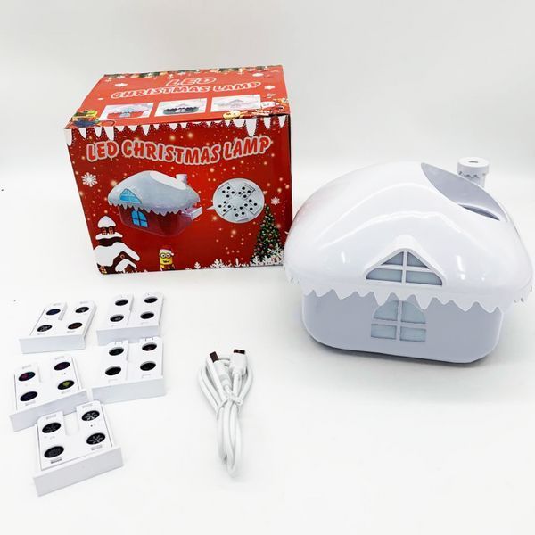 Новорічний нічник проектор від USB + 5 змінних лінз, Christmas Lamp, Білий 23457561002 фото
