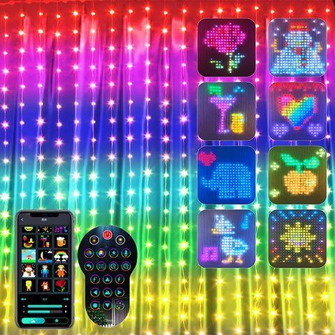 Смарт гірлянда Штора від USB, 2х2м, 400 LED, з пультом, Різнокольорова 234576457 фото