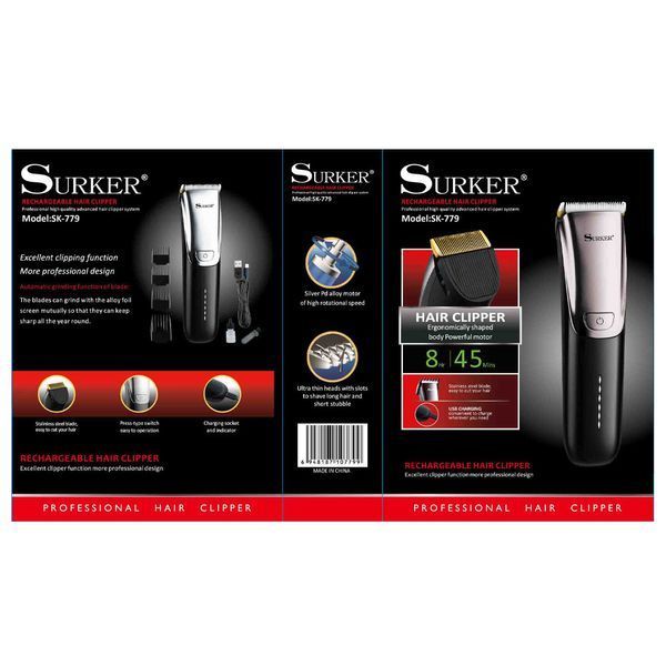 Машинка для стрижки + 4 насадки, від USB, SURKER SK-779 234590069 фото