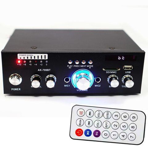 Підсилювач потужності звуку з MP3, FM та Bluetooth, AMP 799 BT 234585721 фото